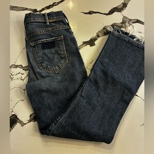 MOTHER Blue Frayed Hem Jeans